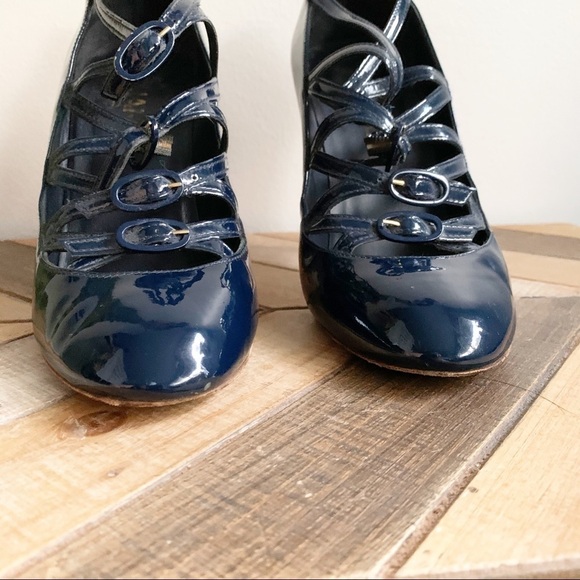 Chanel Blue & Gold Strappy Mary Janes - Picture 7 of 16